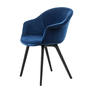 GUBI Bat Dining Chair Kunststoffbeine Samt 420 Blau
