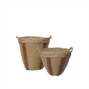 Ferm Living Mar Woven Korb 2er Set Natur/ Kastanienbraun