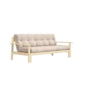 Karup Unwind Schlafsofa, klar lackiertes Kiefernholz/747 Beige