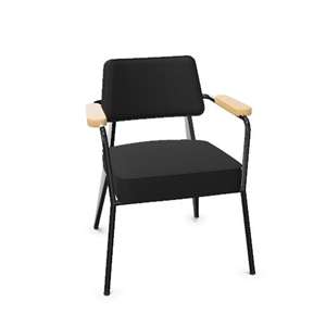 Vitra Fauteuil Esszimmerstuhl, Twill, Dunkelgrau/Natur-Eiche/ Schwarz