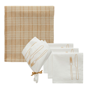 Decotique La Tavola & Rita Textilset 4 Servietten + 1 Tischdecke Weiß/ Beige/Latte