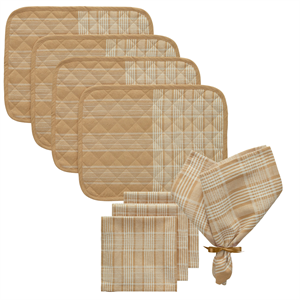 Decotique Rita Textil-Set 4 Tischsets + 4 Servietten Weiß/ Beige