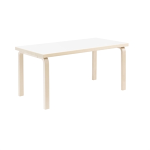 artek Aalto 80A Tisch, Rechteckig, Birke/ Weiß Laminat