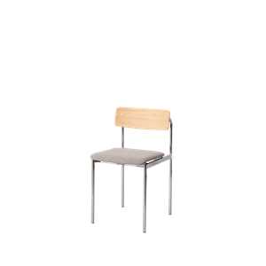 Moebe Offset Esszimmerstuhl, gepolstert, Chrom/geölte Eiche/Re-Wool 128