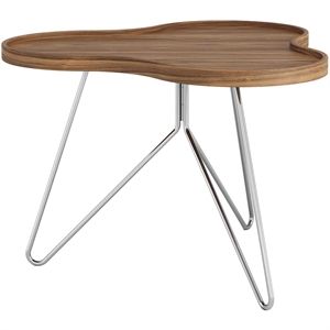 Couchtisch „Swedese Flower Mono“, 66 x 45 Cm, Chrom/ Walnuss