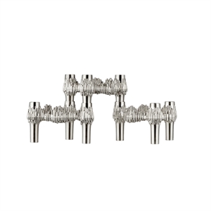 STOFF Nagel Quist Kerzenhalter-Set, 3er-Set, Gebürstet Chrom