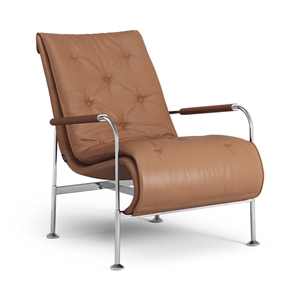 Schwedischer Schlangen-Sessel Chrom/Elmo Soft 33007/Cognac 8632