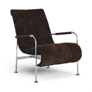 Schwedischer Schlangen-Sessel Chrom/ Schaffell Espresso/Tabak 8697