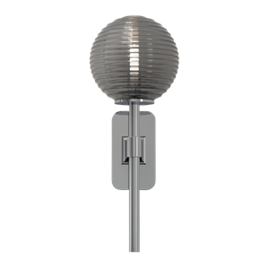 Astro Tacoma Single Wandlampe, Poliertes Chrom und Gerillter Lampenschirm, Geräuchert