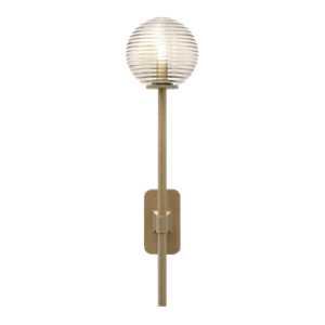 Astro Tacoma Single Grande Wandlampe, Antikes Messing und Gerillter Lampenschirm, Transparent