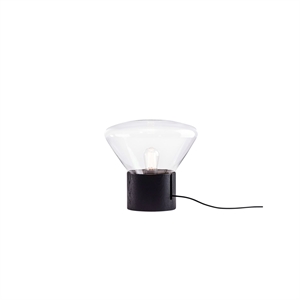 Brokis Muffins Wood 01 Tisch-/ Stehlampe , Transparent Glas/ Schwarz Eiche mit Schwarz Leitung