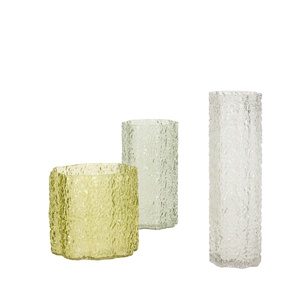 Hübsch Dreifachvasen-Set, 3-teilig, Klar/ Dunkelgrün/ Hellgrün