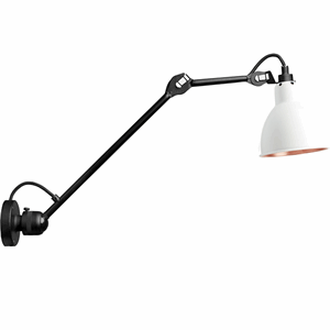 Lampe Gras N304 L40 Væglampe Mat Sort & Mat Hvid/Kobber Hardwired