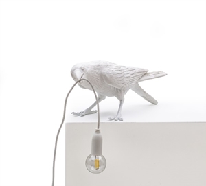 Seletti Bird Playing Tischlampe Weiß für den Außenbereich