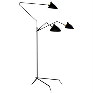 Serge Mouille Stehlampe 3 Stehlampe Schwarz/Messing