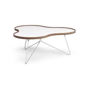 Swedese Flower Couchtisch 114x107 Weiß/ Walnuss/ Chrom