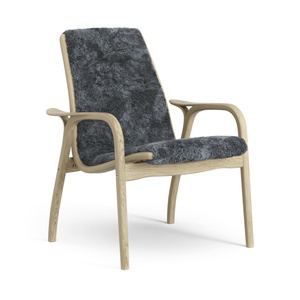 Swedese Laminat-Sessel Eichenfurnier/Anthrazit/Schaffell