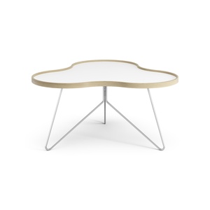 Swedese Flower Couchtisch 90x84 Weiß/Eiche/ Chrom