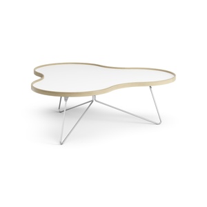 Swedese Flower Couchtisch 114x107 Weiß/Eiche/ Chrom