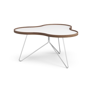 Swedese Flower Couchtisch 90x84 Weiß/ Walnuss/ Chrom