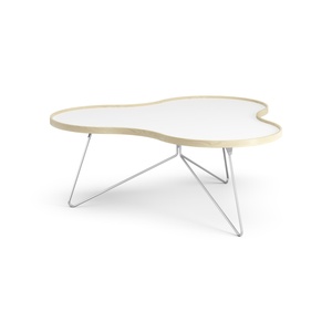 Swedese Flower Couchtisch 114x107 Weiß/Buche/ Chrom