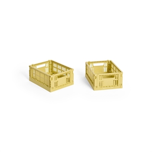 HAY Colour Crate Aufbewahrungsbox Mini 2er-Set Dusty Yellow