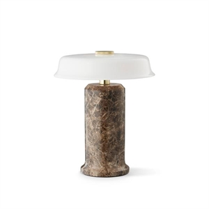 Design By Us Trip Nr. 2 Tragbare Lampe, Dunkler Emperador-Marmor/glänzender Opal