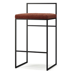 Department Barhocker mit Rückenlehne 80 cm Schwarz/Rost Bouclé