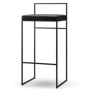 Department Barhocker mit Rückenlehne 90 cm Schwarz/ Schwarz Leder
