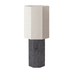 Louise Roe Eight Over Eight Tischlampe Grande Grau Marmor/Jute Weiß