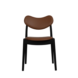 Ro Collection Hybrid Esszimmerstuhl, gepolstert, schwarz lackierte Eiche/Calvados-Leder