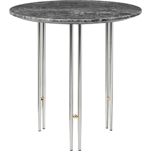 IOI Side Table Beistelltisch - Rund, Ø50 (Chrom Gestell / Messingkreis, Grauer Emperador Marmor)