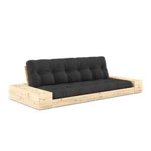 Karup Design Lampensockel Schlafsofa mit Seitenkasten und 5-Lagen-Matratze, Klar/ Dunkelgrau