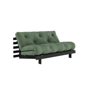 Karup Design Roots Schlafsofa mit Roots-Matratze 160x200 Olivgrün/ Schwarz Lackiert