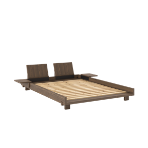 Karup Design Social Bettgestell mit 2 Rückenlehnen & Beistelltisch 140x200 Carob Brown