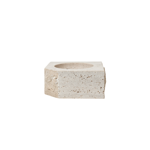 Louise Roe Gallery Object Stone Kerzenhalter niedrig , Beige, Travertin