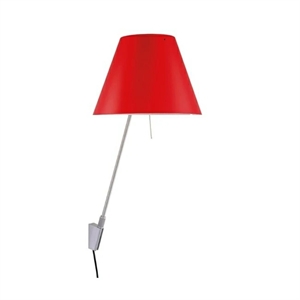 Luceplan Costanza Wandlampe Dimmbar Aluminium M. Rot Lampenschirm