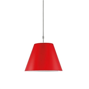 Luceplan Costanza Up/Down Pendelleuchte Aluminium M. Rot Lampenschirm