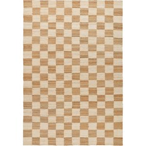 Decotique Schachbrett-Teppich, 180 x 270, Off-White/Naturjute