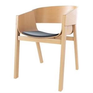 TON Merano Sessel mit Sitzleder Prescott Schwarz/Natur