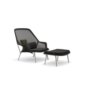 Vitra Slow Chair & Ottoman Tricot/ Schwarz/ Poliert