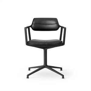 Vipp 453 Drehstuhl mit Bodengleitern Schwarz/ Schwarz Leder