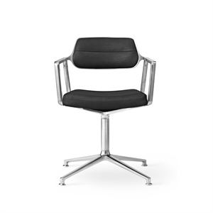 Vipp 453 Drehstuhl mit Bodengleitern Aluminium/ Schwarz Leder