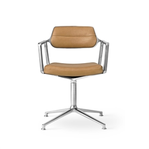 Vipp 453 Drehstuhl mit Bodengleitern Aluminium/ Sand Leder