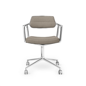 Vipp 453 Swivel Drehstuhl mit Rollen Aluminium/ Dark Sand Textil