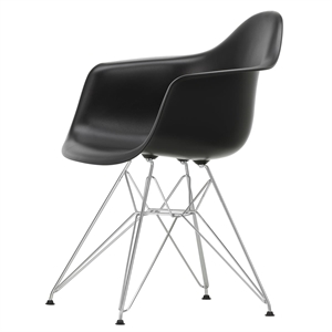 Vitra Eames Plastic DAR Dining Chair RE Tiefschwarz/ Chrom